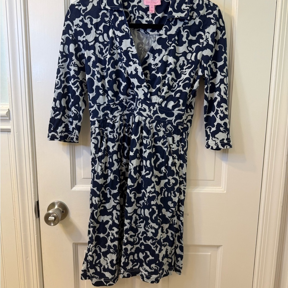 Lilly Pulitzer Navy and White Midi Dress